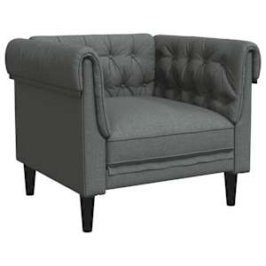 Křeslo Chesterfield tmavě šedé textil - obrázek 2