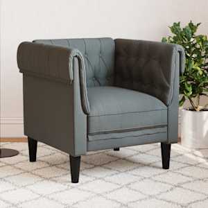 Křeslo Chesterfield tmavě šedé textil - obrázek 1