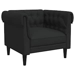 Křeslo Chesterfield černé textil - obrázek 2