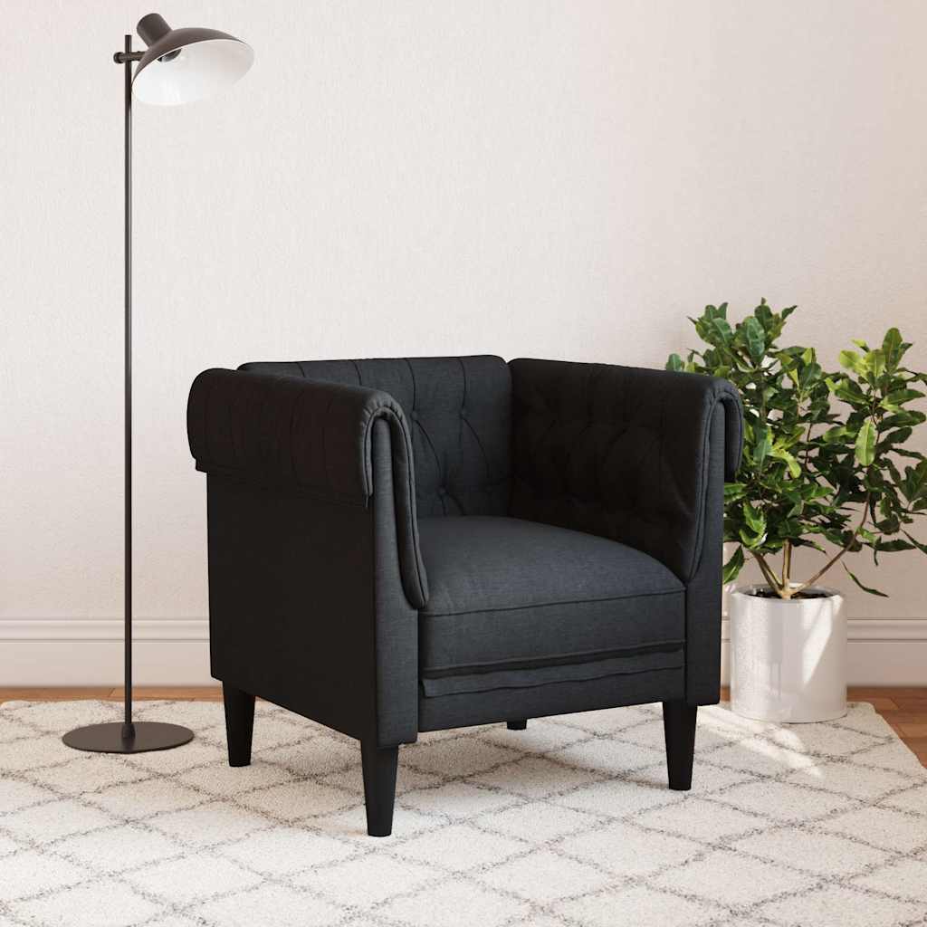 vidaXL Fauteuil Chesterfield-stijl stof zwart afbeelding