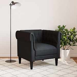 Křeslo Chesterfield černé textil - obrázek 3