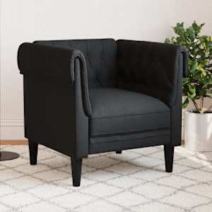 Křeslo Chesterfield černé textil - obrázek 1