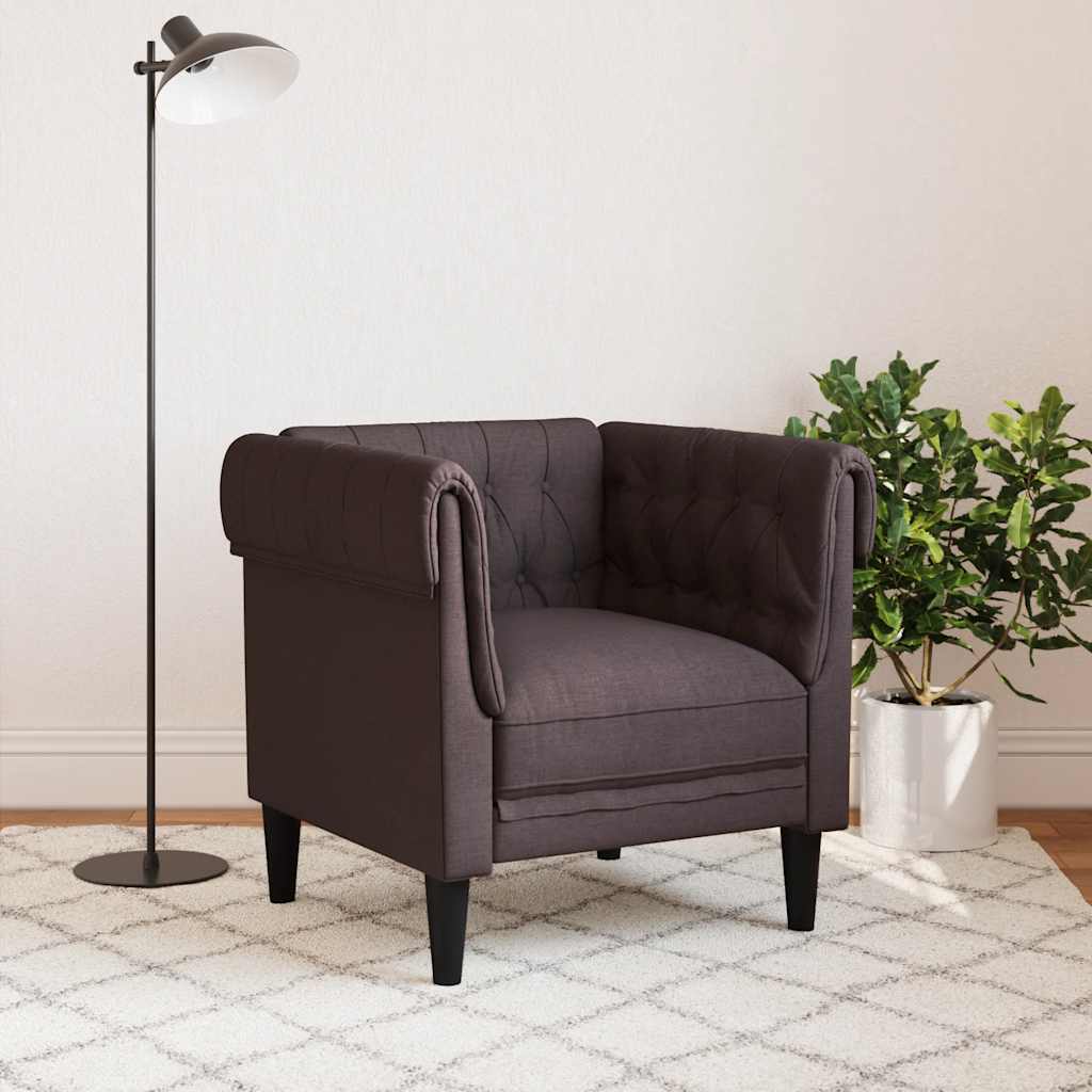 vidaXL Fauteuil Chesterfield-stijl stof donkerbruin afbeelding