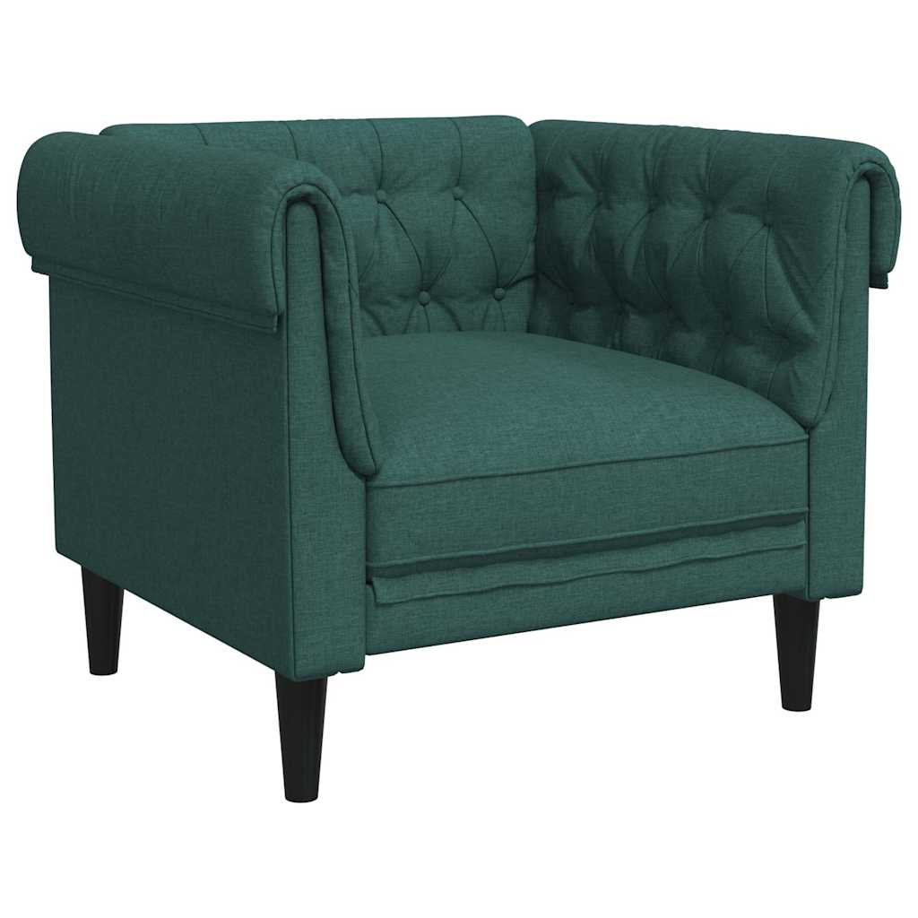 vidaXL Křeslo Chesterfield tmavě zelené textil