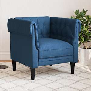 Křeslo Chesterfield modré textil - obrázek 1