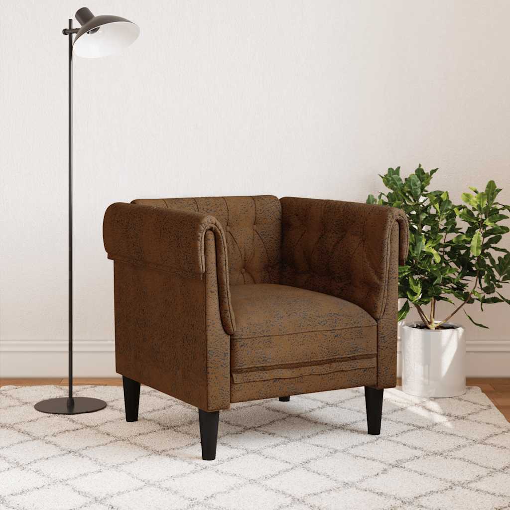 Thumbnail - vidaXL Chesterfield-Sessel Braun Stoff