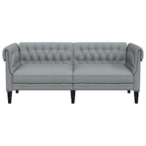 Chesterfield pohovka 2místná světle šedá textil - obrázek 4