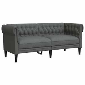 Chesterfield pohovka 2místná tmavě šedá textil - obrázek 2