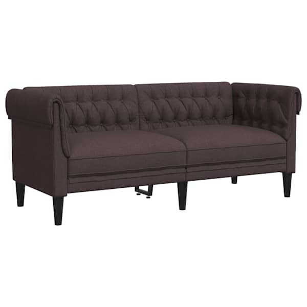 vidaXL Chesterfield 2-kohaline diivan, tumepruun, kangas