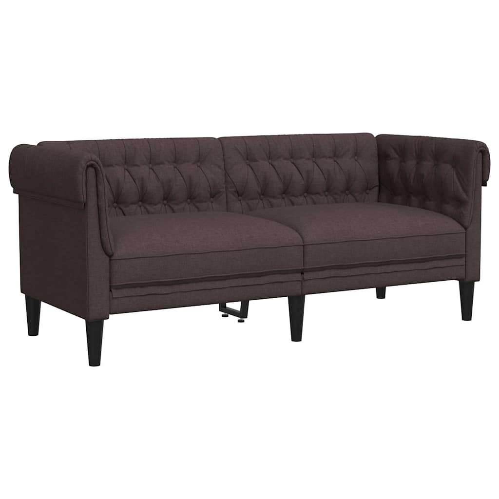 vidaXL Chesterfield pohovka 2místná tmavě hnědá textil