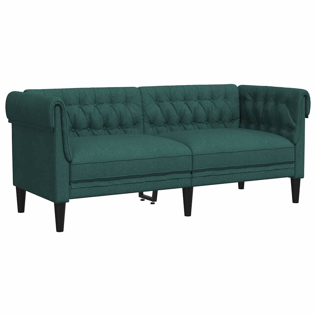 vidaXL Chesterfield pohovka 2místná tmavě zelená textil