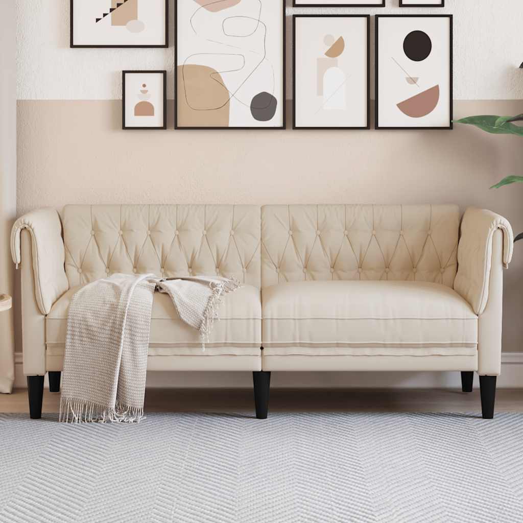 vidaXL 2-Sitzer-Sofa Chesterfield Leinen