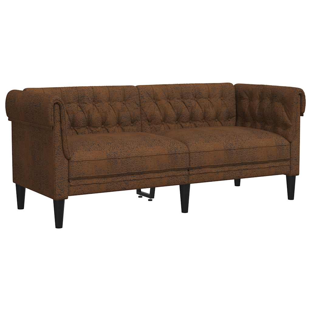 vidaXL Chesterfield pohovka 2místná hnědá textil