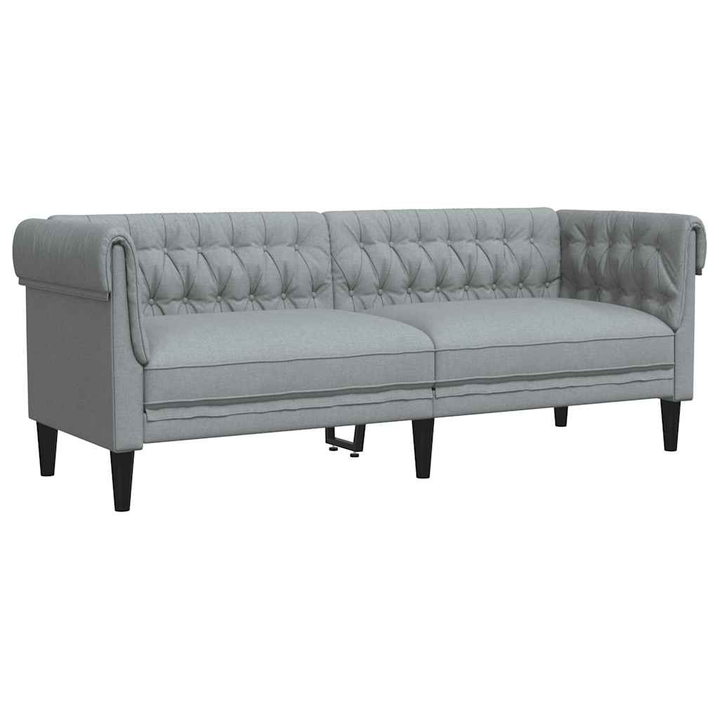 vidaXL Chesterfield pohovka 3místná světle šedá textil