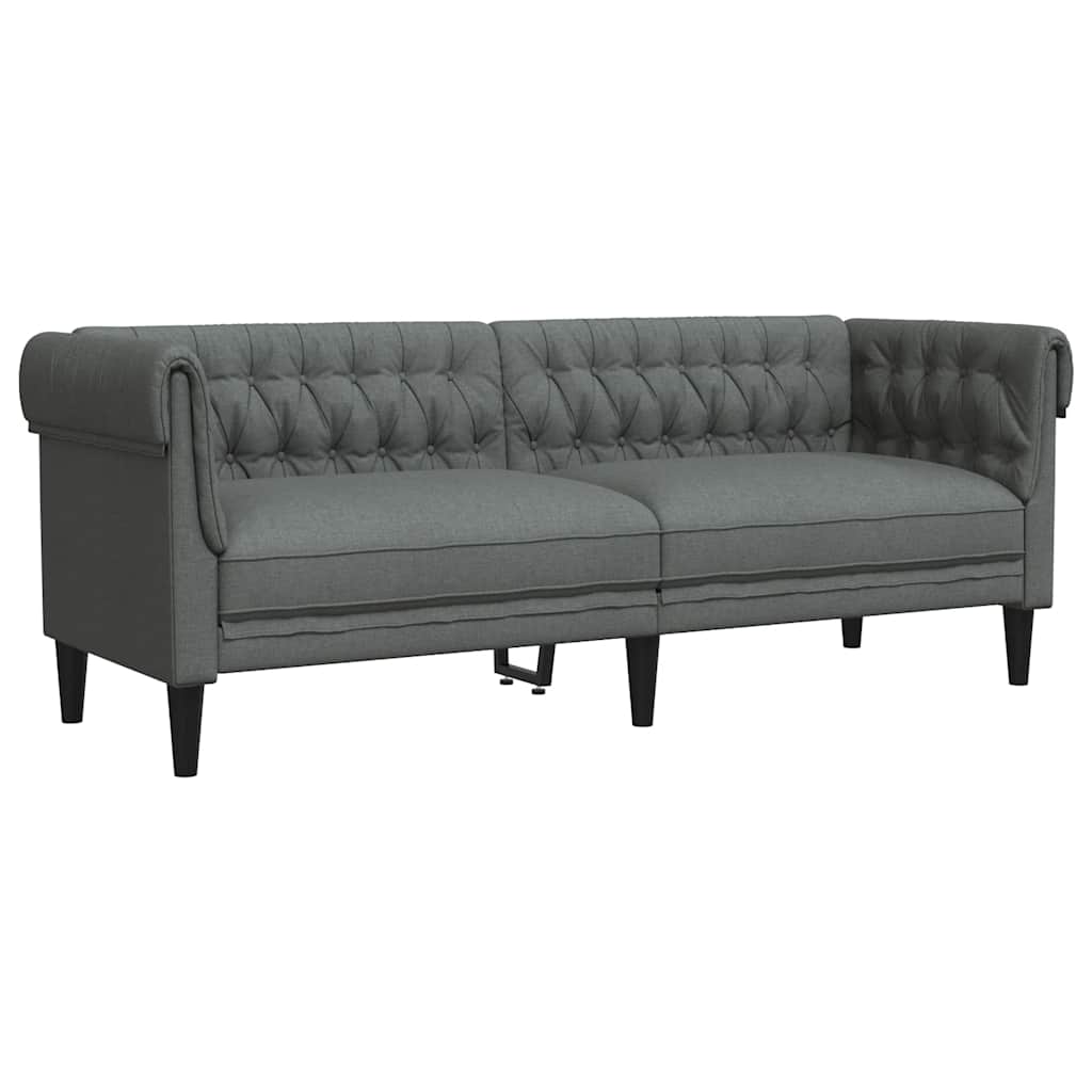 vidaXL Chesterfield pohovka 3místná tmavě šedá textil