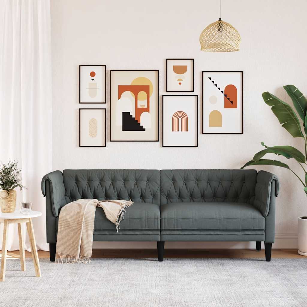 Thumbnail - vidaXL Chesterfield-Sofa 3-Sitzer Dunkelgrau Stoff