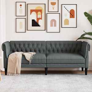 Kavč trosed Chesterfield temno siva tkanina