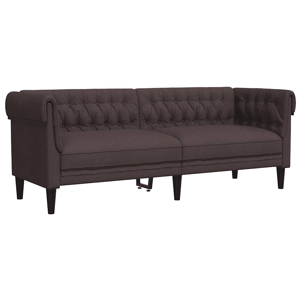 vidaXL Chesterfield pohovka 3místná tmavě hnědá textil