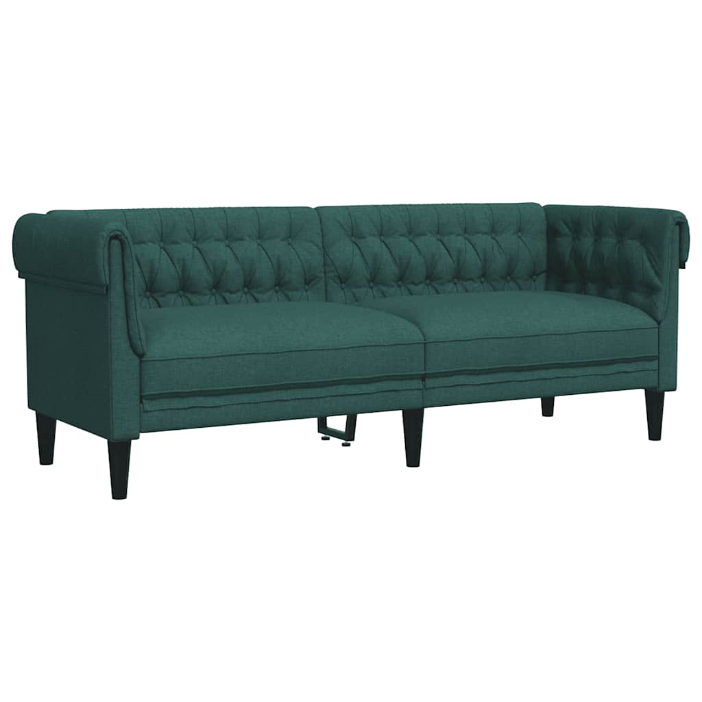 vidaXL Chesterfield pohovka 3místná tmavě zelená textil