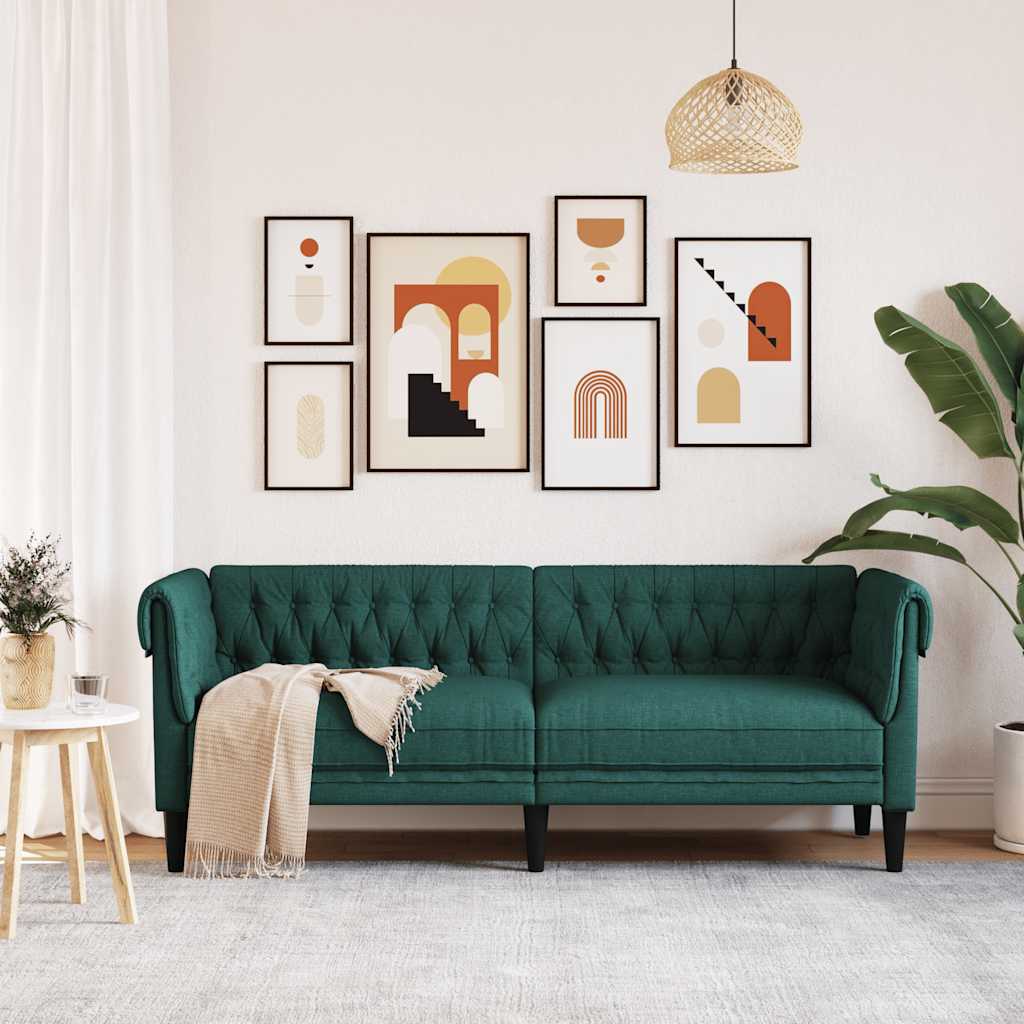 Thumbnail - vidaXL Chesterfield-Sofa 3-Sitzer Dunkelgrün Stoff