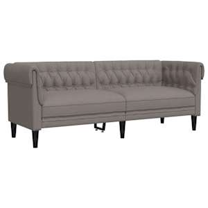 Chesterfield pohovka 3místná taupe textil - obrázek 2