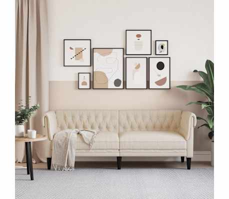 vidaXL Καναπές Τριθέσιος Chesterfield Λινό