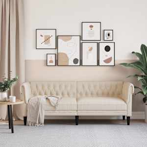 vidaXL Καναπές Τριθέσιος Chesterfield Λινό