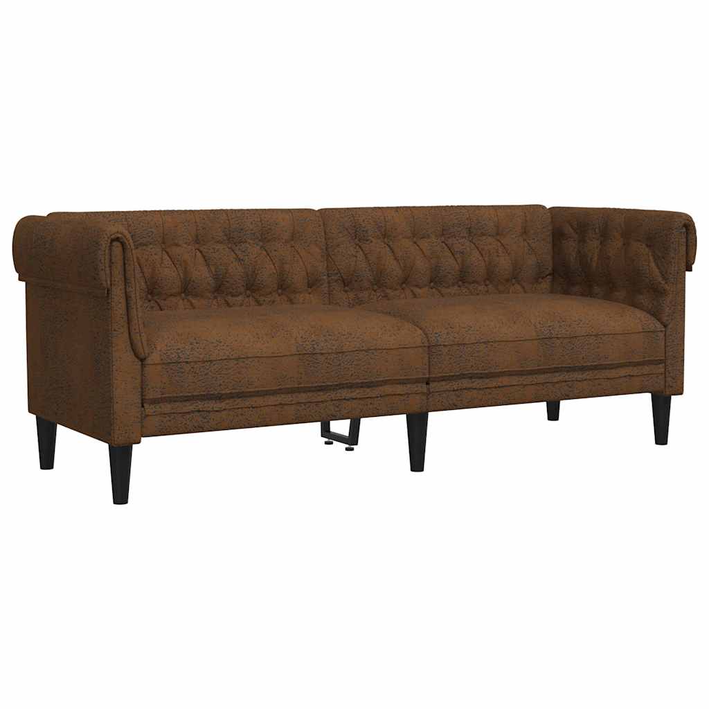 vidaXL Chesterfield pohovka 3místná hnědá textil