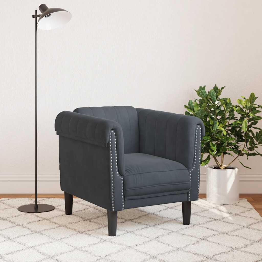 vidaXL Fauteuil fluweel donkergrijs afbeelding