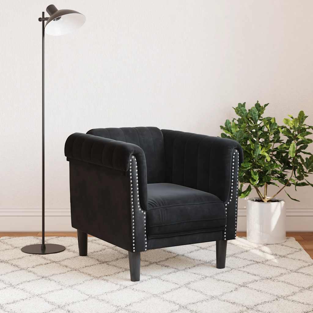 vidaXL Fauteuil fluweel zwart afbeelding