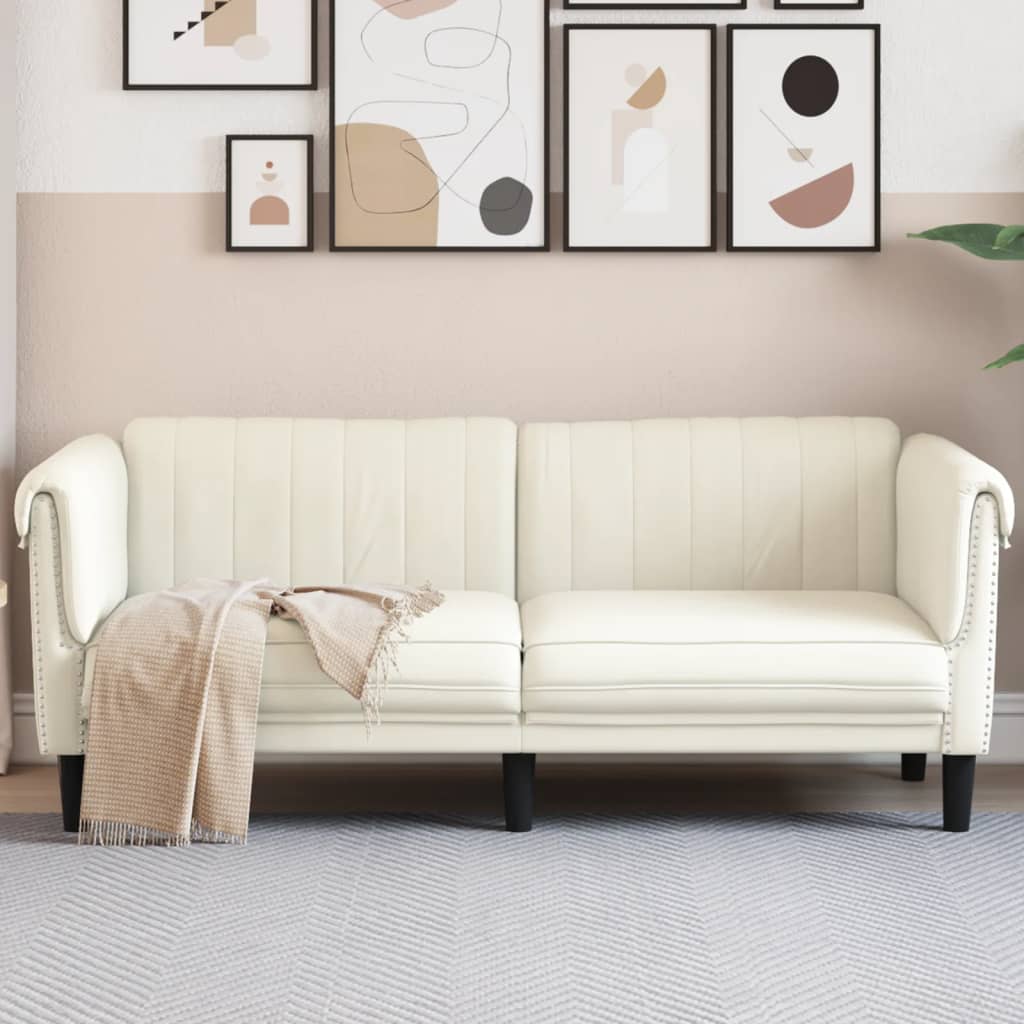 vidaXL Sofa 2-Sitzer Creme Samt