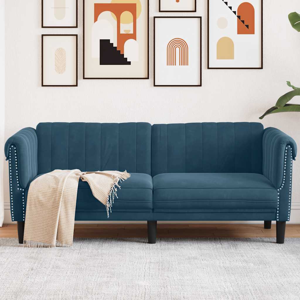 vidaXL Sofa 2-Sitzer Blau Samt