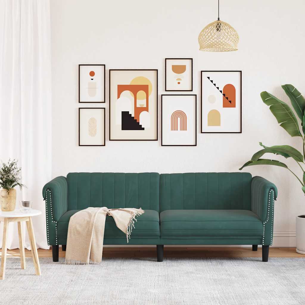vidaXL Sofa 3-Sitzer Dunkelgrün Samt