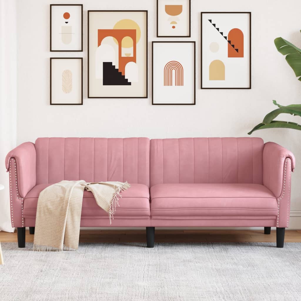 vidaXL 3-personers sofa velour lyserød