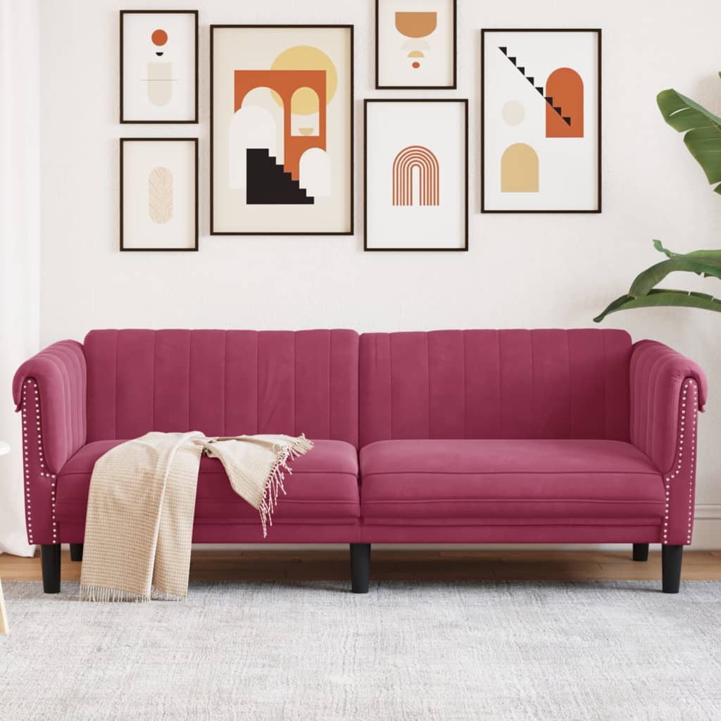 vidaXL Sofa 3-Sitzer Weinrot Samt