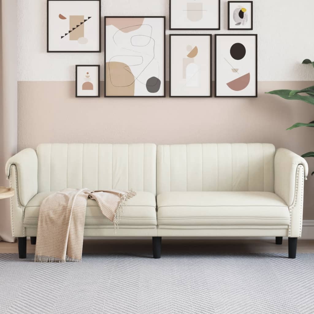 vidaXL Sofa 3-Sitzer Creme Samt