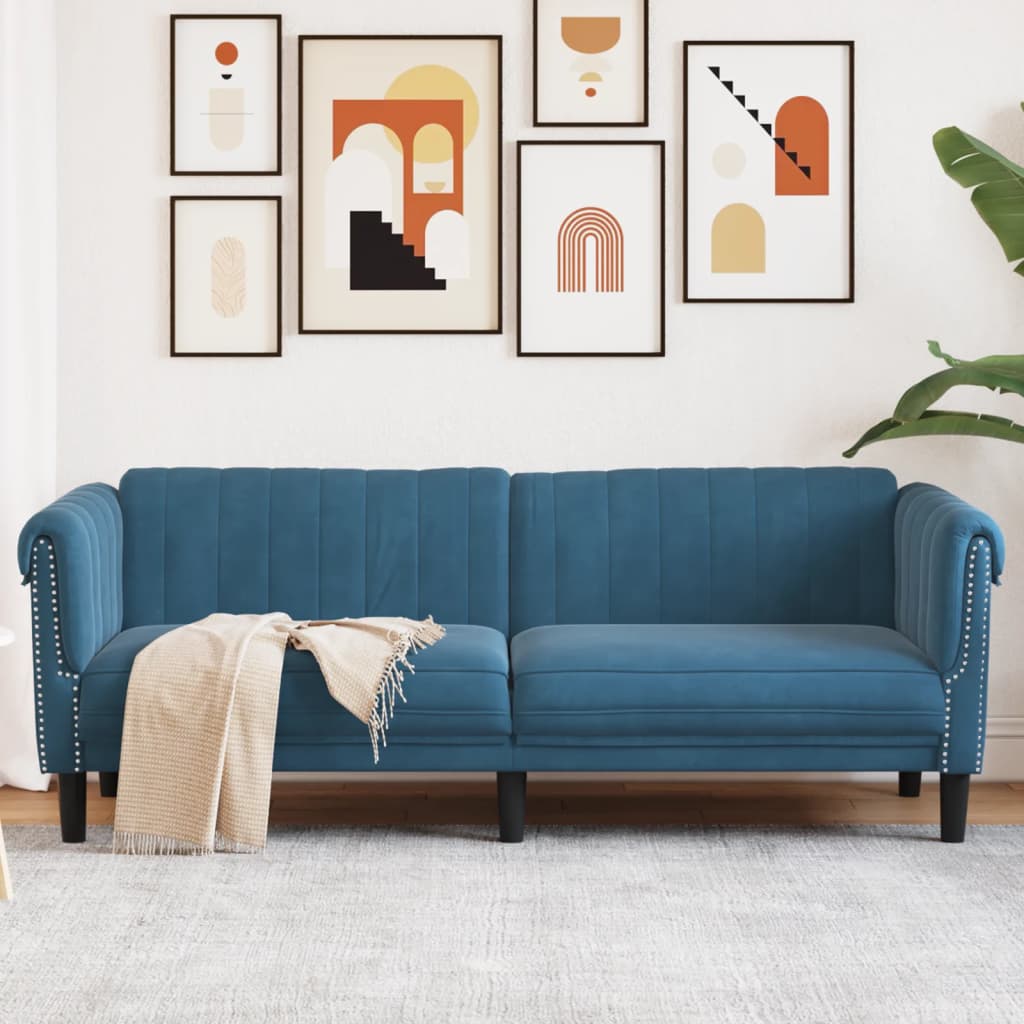 vidaXL Sofa 3-Sitzer Blau Samt