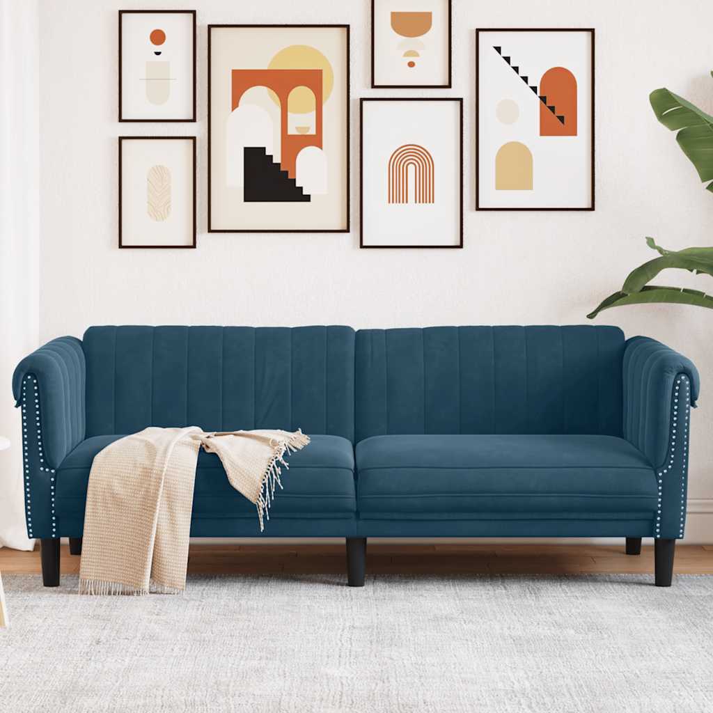 vidaXL Sofa 3-Sitzer Blau Samt