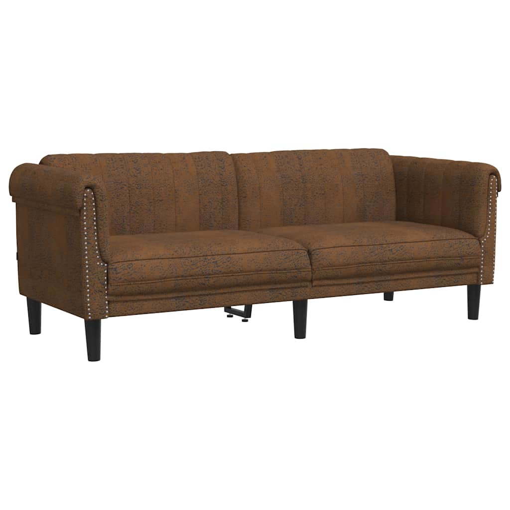 Thumbnail - vidaXL 3-Sitzer Sofa Braun Kunstleder Wildleder-Optik