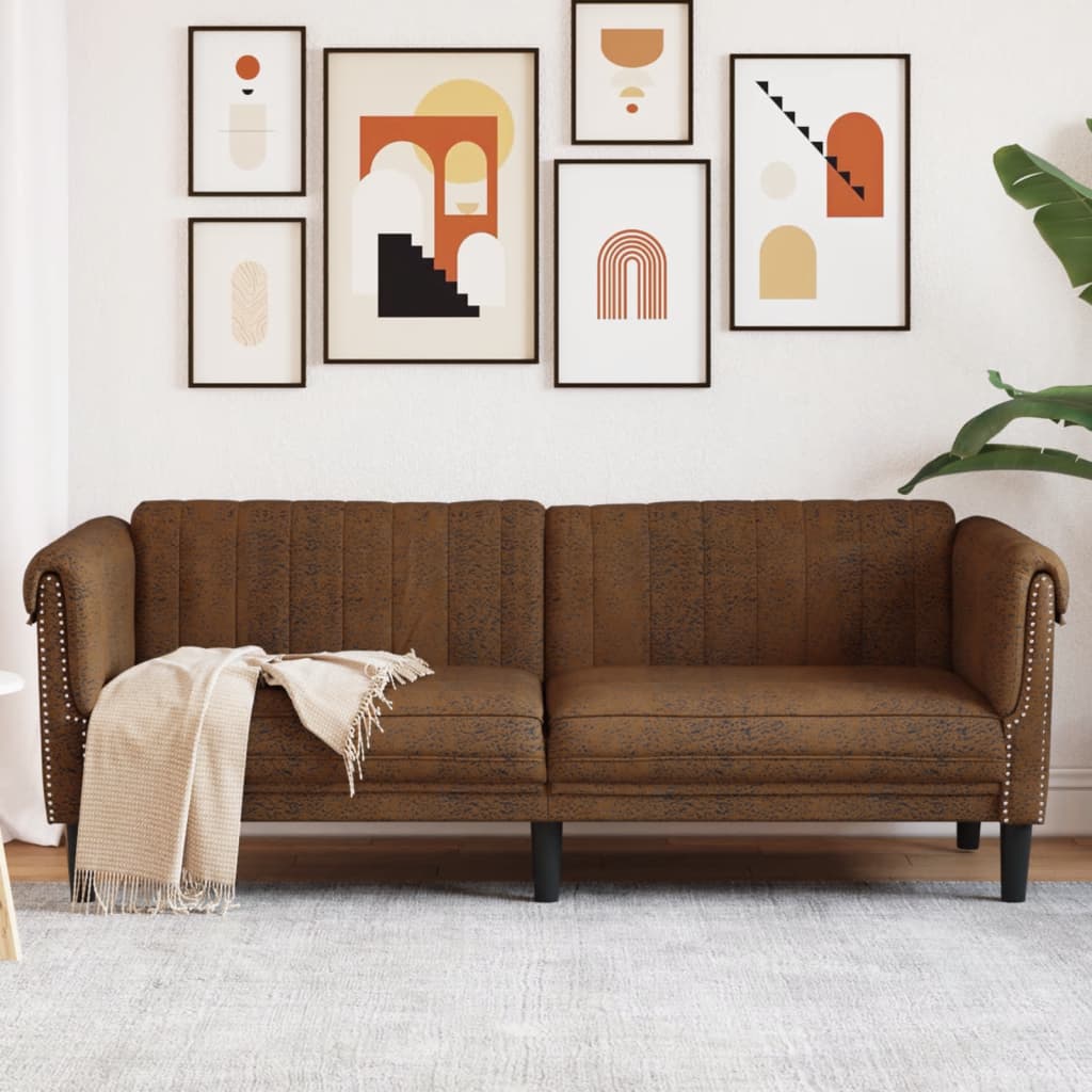 vidaXL 3-personers sofa velour brun