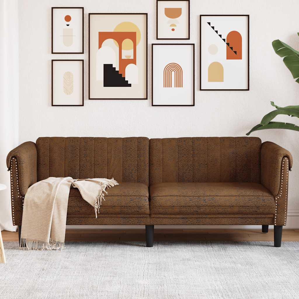 Thumbnail - vidaXL 3-Sitzer Sofa Braun Kunstleder Wildleder-Optik