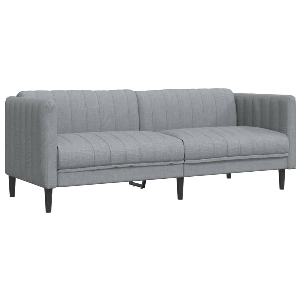 vidaXL Canapea cu 3 locuri, gri deschis, material textil