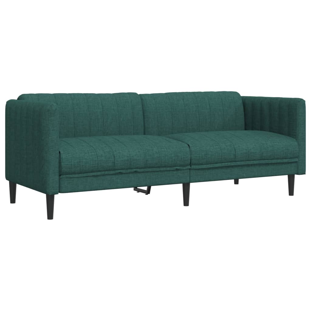 vidaXL Canapea cu 3 locuri, verde închis, material textil