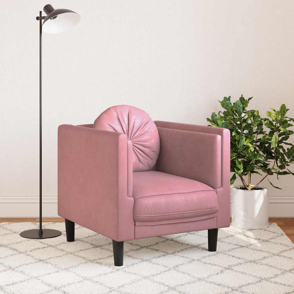 vidaXL Fauteuil met kussen fluweel roze afbeelding