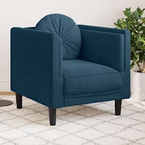 Fotelj z blazino moder žamet