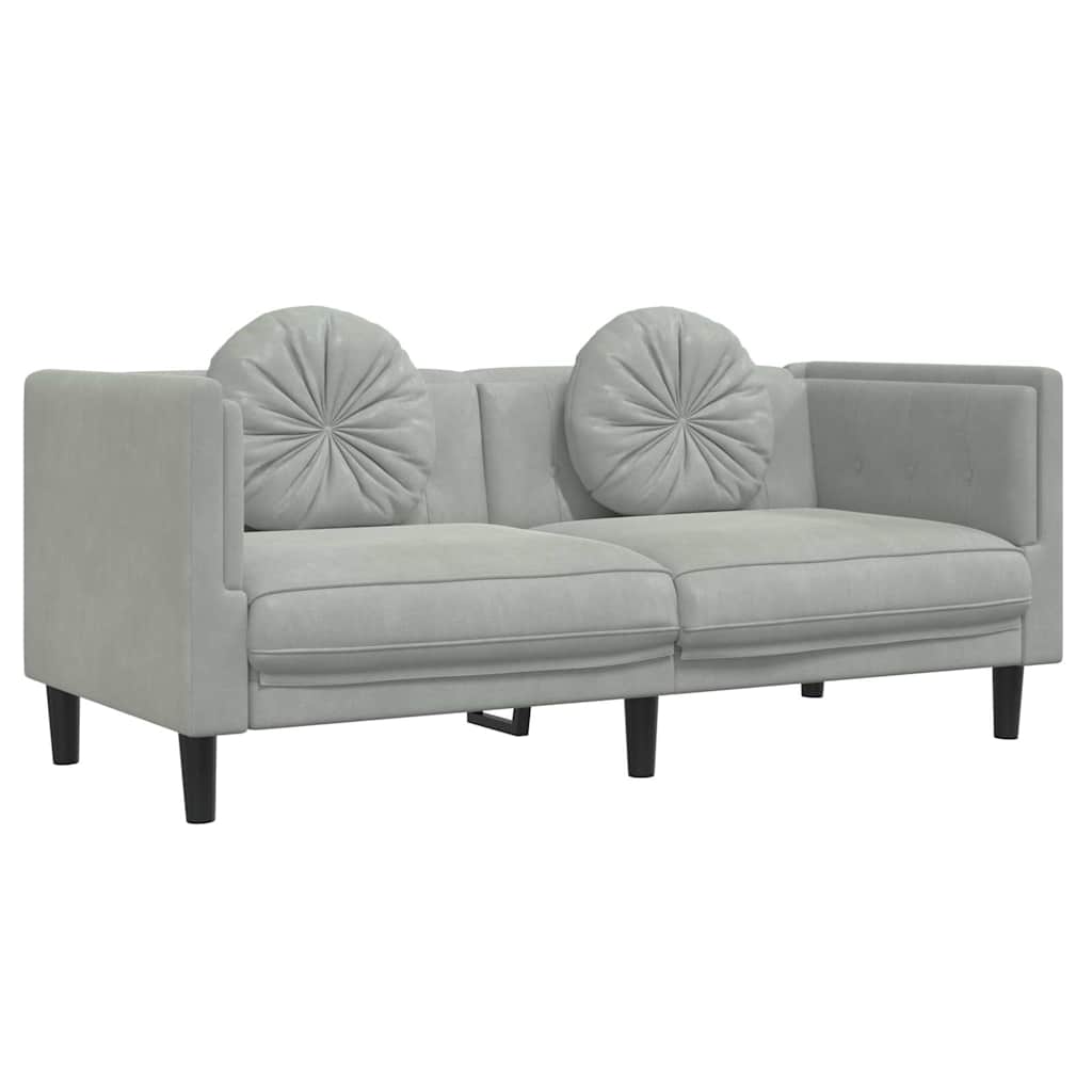 Thumbnail - vidaXL Sofa mit Kissen 2-Sitzer Hellgrau Samt