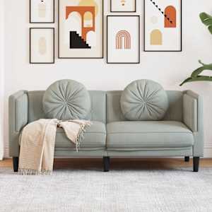 Kavč dvosed z blazinami svetlo siv žamet