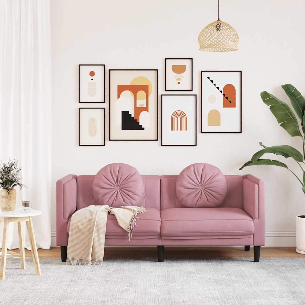 Thumbnail - vidaXL Sofa mit Kissen 2-Sitzer Rosa Samt