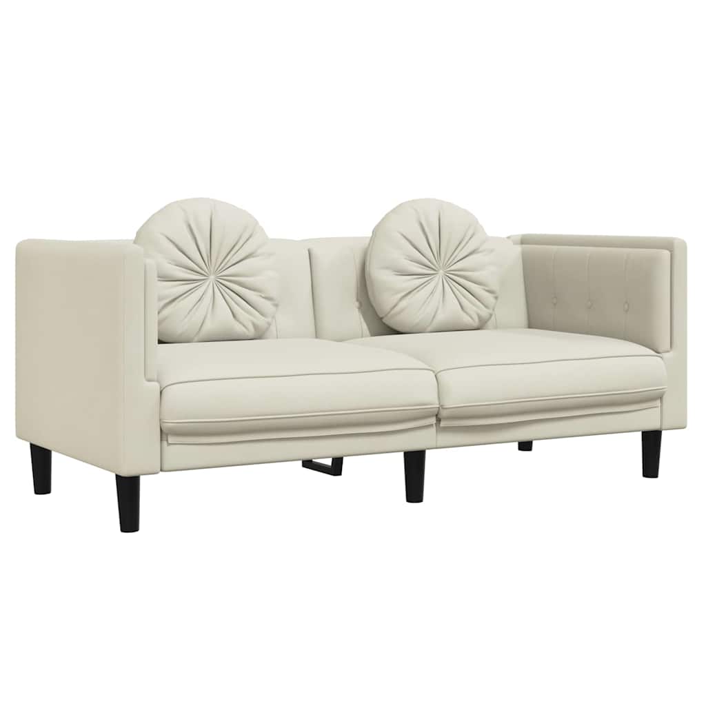 Thumbnail - vidaXL Sofa mit Kissen 2-Sitzer Creme Samt