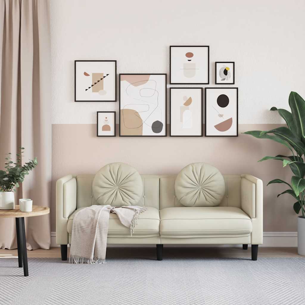 Thumbnail - vidaXL Sofa mit Kissen 2-Sitzer Creme Samt